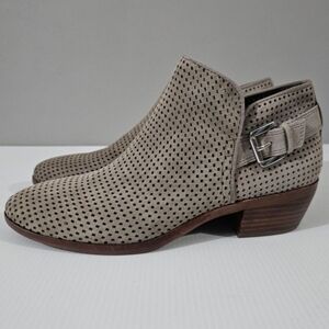 Sam Edelman Paula Ankle Bootie Size 8 Putty Taupe Leather Perforated Low Heel